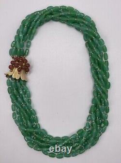Vintage Rare SANDOR Beautiful 8 Strand Burmese Jadeite Carnelian Necklace