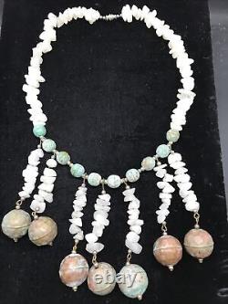 Vintage Southwestern Style White Quartz and Copper Bead Unique Rare Necklace