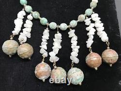 Vintage Southwestern Style White Quartz and Copper Bead Unique Rare Necklace