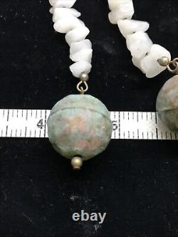 Vintage Southwestern Style White Quartz and Copper Bead Unique Rare Necklace