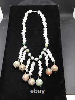 Vintage Southwestern Style White Quartz and Copper Bead Unique Rare Necklace