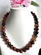 Vintage And Rare Faceted Carnelian And Akate Gemstone Handmade Necklace 19inch