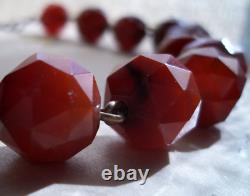 Vintage rose cut WOW used antique Victorian necklace Gem rust Agate Bead rare