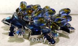 Vtg Amazing Rare D&e Blue Arrow Cut Rs Cover Blue/green Dangle Bead Brooch Pin