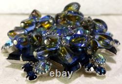 Vtg Amazing Rare D&e Blue Arrow Cut Rs Cover Blue/green Dangle Bead Brooch Pin