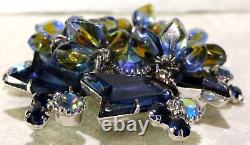 Vtg Amazing Rare D&e Blue Arrow Cut Rs Cover Blue/green Dangle Bead Brooch Pin