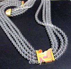 Vtg Runway Rare MONET Multistrand Gripoix Resin/Lucite Bead Enamel Necklace Deco