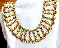 Vtg Runway Rare Napier Book Piece Massive Golden Egyptian Bib Necklace Glamour