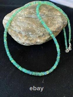 Womens Sterling Silver Green Fire Faux OPAL Bead Necklace Rare 182