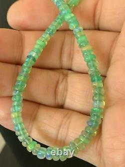 Womens Sterling Silver Green Fire Faux OPAL Bead Necklace Rare 182