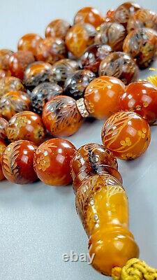 XL Certified Rare Natural STONE Baltic Amber Prayer Beads 106 gr