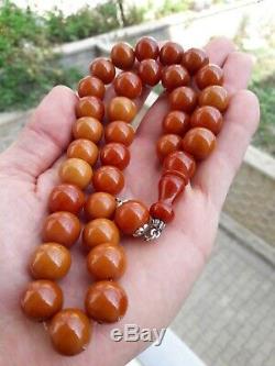 Yellow Stone islamic Tasbeh Faturan Prayer Beads Bakelite Masbaha Amber rare 33
